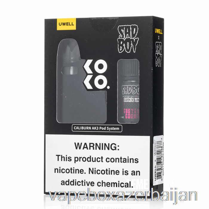 Vape Box Azerbaijan UWELL x DV Caliburn AK3 Kit + 50mg Nic Salt [BLACK] Sadboy - Custard Cookie